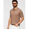 Ombre&amp;Edoti vyriški slim fit polo marškinėliai, šviesiai rudi