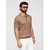 Ombre&amp;Edoti vyriški slim fit polo marškinėliai, šviesiai rudi
