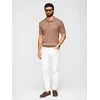 Ombre&amp;Edoti vyriški slim fit polo marškinėliai, šviesiai rudi