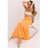 Oranžinis boho stiliaus ilgas sijonas Italy Moda