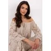 Palaidinė smėlio spalvos elegantiška ilgomis rankovėmis