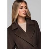 Paltas minimalistinis su nusegama liemene smėlio – elegantiškas pasirinkimas