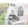 Patalynės komplektas su tinkleliu Hanging Hearts, antracito spalvos