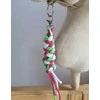 Super Hobby Horse Pavadėlis hobi arkliukui, dvigubas, tamsiai rožinis/šviesiai žalias/baltas