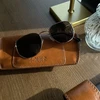 Personalized genuine leather spectacle case Solier SA37 camel