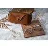 Personalized genuine leather spectacle case Solier SA37 camel
