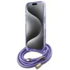 Guess GUHMP16SHCTSGNSU Apple iPhone 16 6.1″ violetinės spalvos kietas dėklas Crossbody Cord Script MagSafe