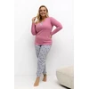 Pink Moteriška pižama ilgomis rankovėmis Plus Size Forever Rožinė