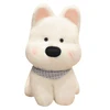 Lean Toys Baltas pliušinis šuniukas su mėlynu šaliku, 33 cm