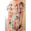 Plus Size maksi suknelė su atvirais pečiais ir raukiniais, mėtų žalios spalvos