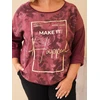 Plus Size moteriška palaidinė su raštu ir U formos iškirpte, slyvų spalvos