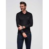 Polo marškinėliai ilgomis rankovėmis vyriški juodi elegantiški V1