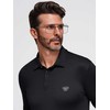 Polo marškinėliai ilgomis rankovėmis vyriški juodi elegantiški V1