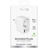 Puro 30 W maitinimo įkroviklis su Schuko kištuku ir lizdu, 2x USB-C + 1x USB-A - Baltas