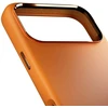 Puro Icon Mag Pro dėklas iš skysto silikono, skirtas iPhone 17 Pro Max, suderinamas su MagSafe, su kameros apsauga ir aliumininiais mygtukais – Oranžinė