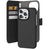 Puro Wallet nuimamas MagSafe 2in1 PU odos dėklas su atvartu ir pinigine skirtas iPhone 15 Pro - juodos spalvos