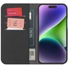 Puro Wallet nuimamas MagSafe 2in1 PU odos dėklas su atvartu ir pinigine skirtas iPhone 15 Pro - juodos spalvos