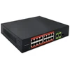 Šakotuvas „Qoltec SWITCH“ greito Ethernet „PoE“ tinklo komutatorius | 16x RJ45 10/100 Mb/s | 2x RJ45 Uplink 1000 Mb/s | 1x SFP 1000 Mb/s