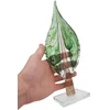 Rankšluostis Stiklinė dekoracija „Lapas“, 12×7×32.5 cm Žalias