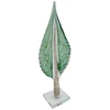 Rankšluostis Stiklinė dekoracija „Lapas“, 13×9×41 cm ŽALIAS