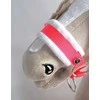 Super Hobby Horse Reguliuojamas kantaras hobi arkliukui – neoninis rožinis su balta pūkine apdaila
