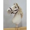 Super Hobby Horse Reguliuojamas kantaras hobi arkliukui rudas su balta pūkuota apdaila