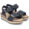 Rieker 63781-00 moteriški juodi pleišto tipo sandalai su lipukais