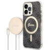 Apple iPhone 13 PRO Guess dėklas 4G Print MagSafe + Belaidis Įkroviklis (GUBPP13XH4EACSK) juodos spalvos