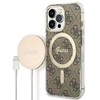Set Guess GUBPP13LH4EACSW Case+ Charger Apple iPhone 13 Pro dėklas telefonui rudos spalvos 4G Print MagSafe