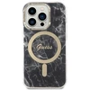 Apple iPhone 14 PRO Guess dėklas Marble MagSafe + Belaidis Įkroviklis (GUBPP13LH4EACSP) juodos spalvos