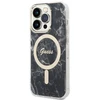 Apple iPhone 14 PRO Guess dėklas Marble MagSafe + Belaidis Įkroviklis (GUBPP13LH4EACSP) juodos spalvos
