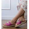 Rožinės pintos espadrilės šlepetės su kriauklelėmis moterims