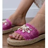 Rožinės pintos espadrilės šlepetės su kriauklelėmis moterims