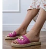 Rožinės pintos espadrilės šlepetės su kriauklelėmis moterims