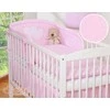 Rožinis 3 dalių patalynės komplektas kūdikiui su širdelėmis