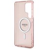 Dėklas Guess Glitter Circle Classic Logo MagSafe skirtas Samsung Galaxy S25 Ultra rožinės spalvos