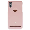 Rožinis telefono dėklas iPhone XSMAX su kortelių skyriumi