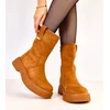 Ruda botki ekozamszowe ze złotą ozdobą Mileda