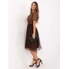 Ruda proginė suknelė su blizgiu viršumi ir tiuliu