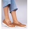 Rudos moteriškos mokasinos su auksine detale Senna