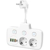 Šakotuvas LINEA FL, 2 kištukinių lizdų, 3xUSB-A, 1xUSB-C, su 3 jungikliais, baltas