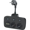 Šakotuvas LINEA FL, 2 kištukinių lizdų, 3xUSB-A, 1xUSB-C, su 3 jungikliais, juodas