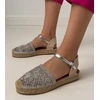 Sidabrinės ažūrinės espadrilės sandalai moterims