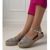 Sidabrinės ažūrinės espadrilės sandalai moterims