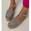 Sidabrinės ažūrinės espadrilės sandalai moterims