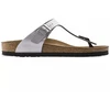 Sidabrinės Birkenstock Gizeh Birko-Flor siauros moteriškos šlepetės (0043853)