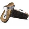 Sidabrinės Birkenstock Gizeh Birko-Flor siauros moteriškos šlepetės (0043853)