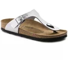 Sidabrinės Birkenstock Gizeh Birko-Flor siauros moteriškos šlepetės (0043853)