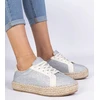 Sidabrinės moteriškos espadrilės su blizgučiais