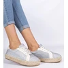 Sidabrinės moteriškos espadrilės su blizgučiais